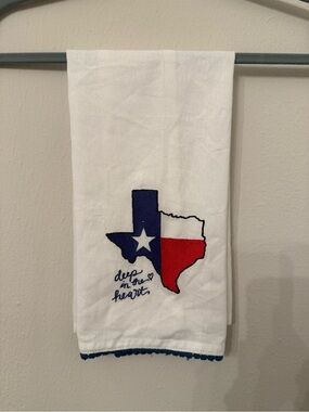 White Texas Flag Kitchen tea Towel with Blue Trim